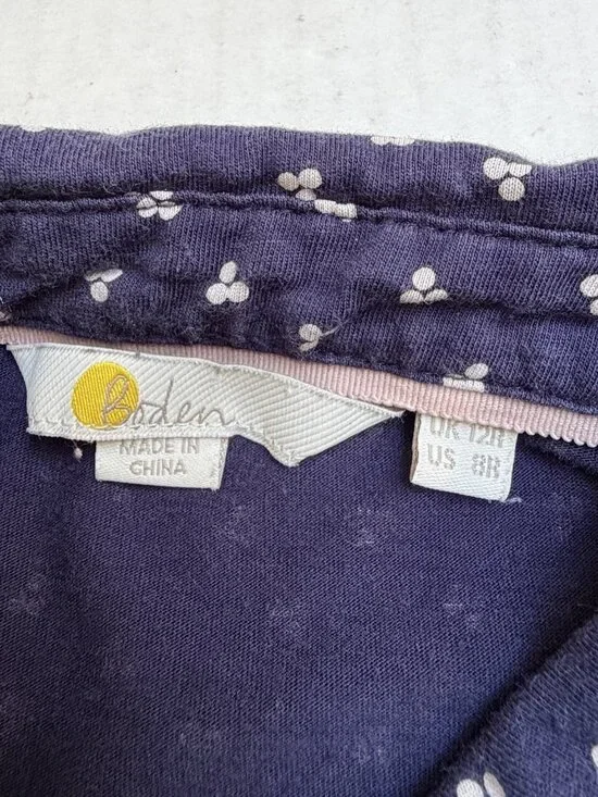 Boden Jersey Shirt Dress Womens 8 R Blue Polka Dots Tie Back Party Summer Vacay - Picture 7 of 11